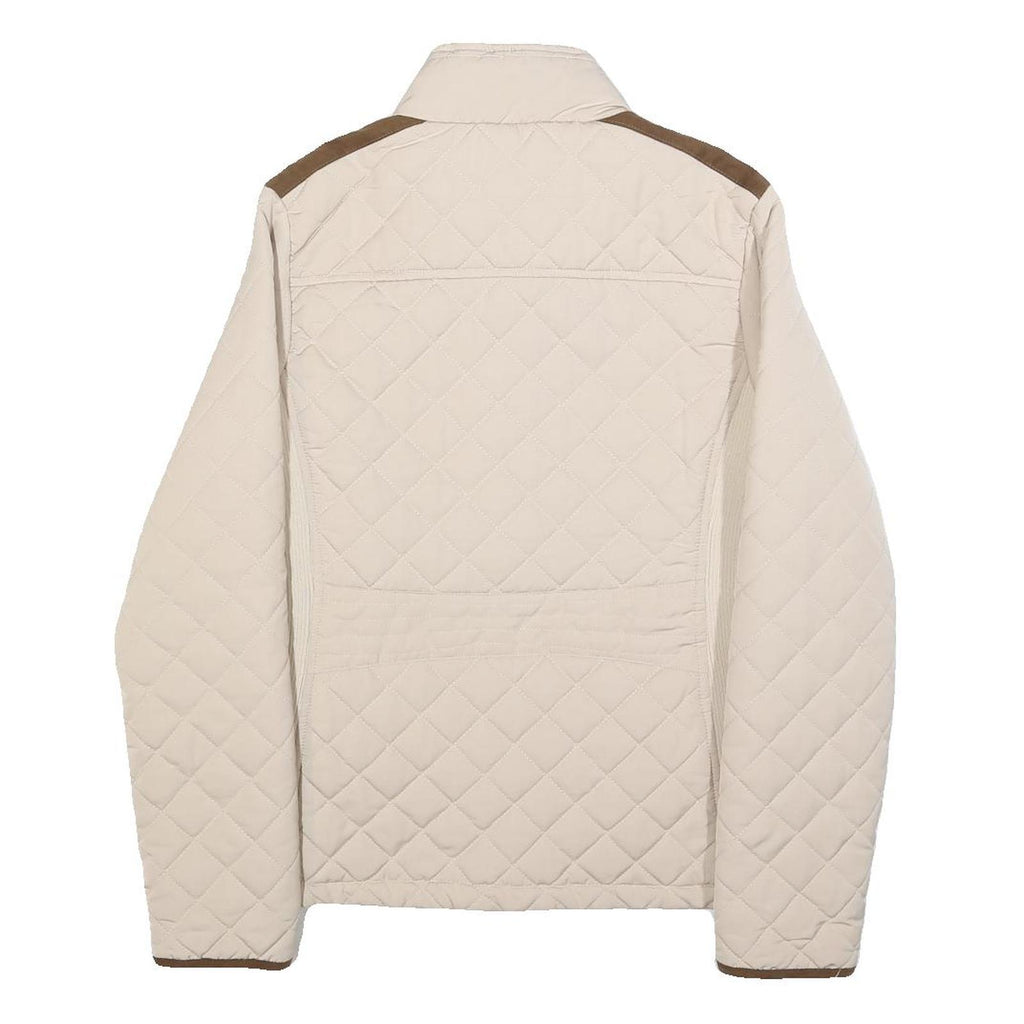 DIESEL Womens Cream & Brown Quilted Jacket XS Polyester Blend Zip Puffer