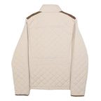 DIESEL Womens Cream & Brown Quilted Jacket XS Polyester Blend Zip Puffer