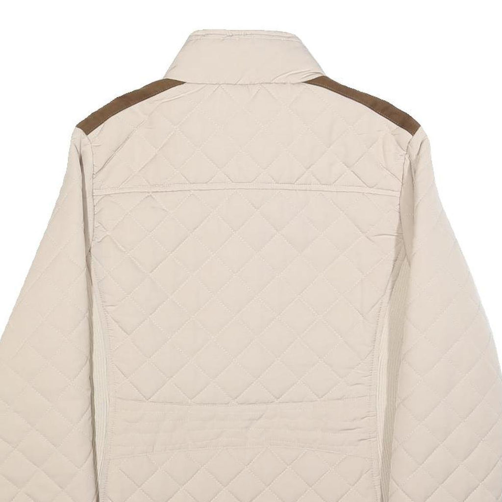 DIESEL Womens Cream & Brown Quilted Jacket XS Polyester Blend Zip Puffer