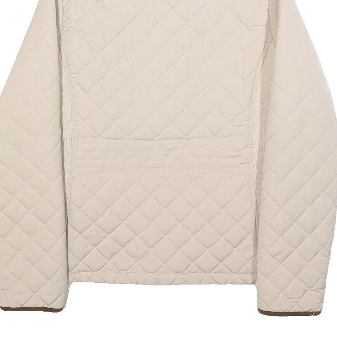 DIESEL Womens Cream & Brown Quilted Jacket XS Polyester Blend Zip Puffer