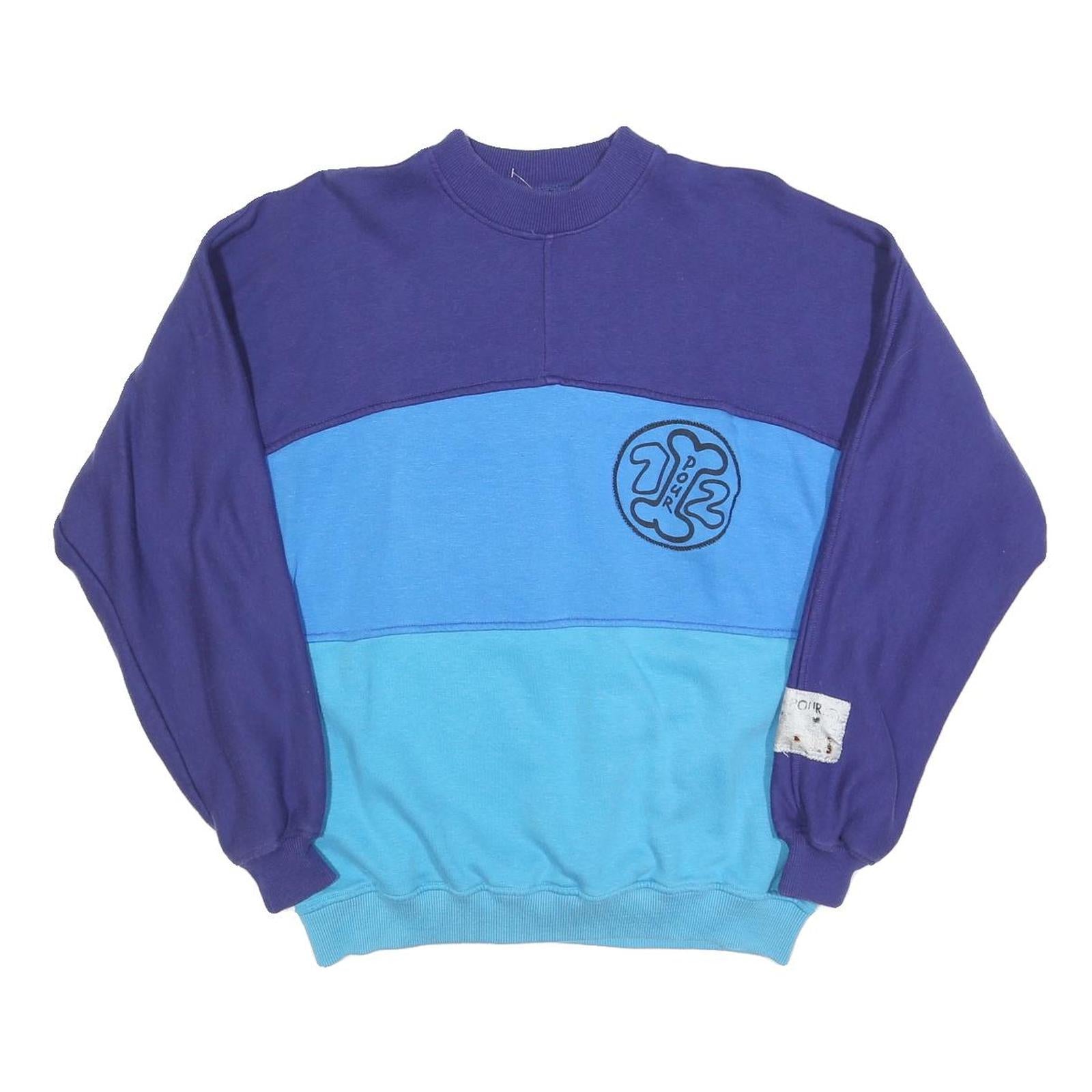 Womens Blue & Dark Blue Sweatshirt Crew Neck XL Casual Cotton Blend Pullover