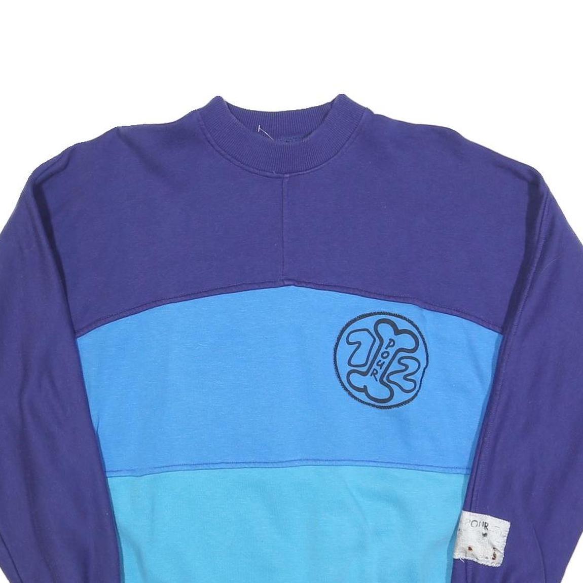 Womens Blue & Dark Blue Sweatshirt Crew Neck XL Casual Cotton Blend Pullover