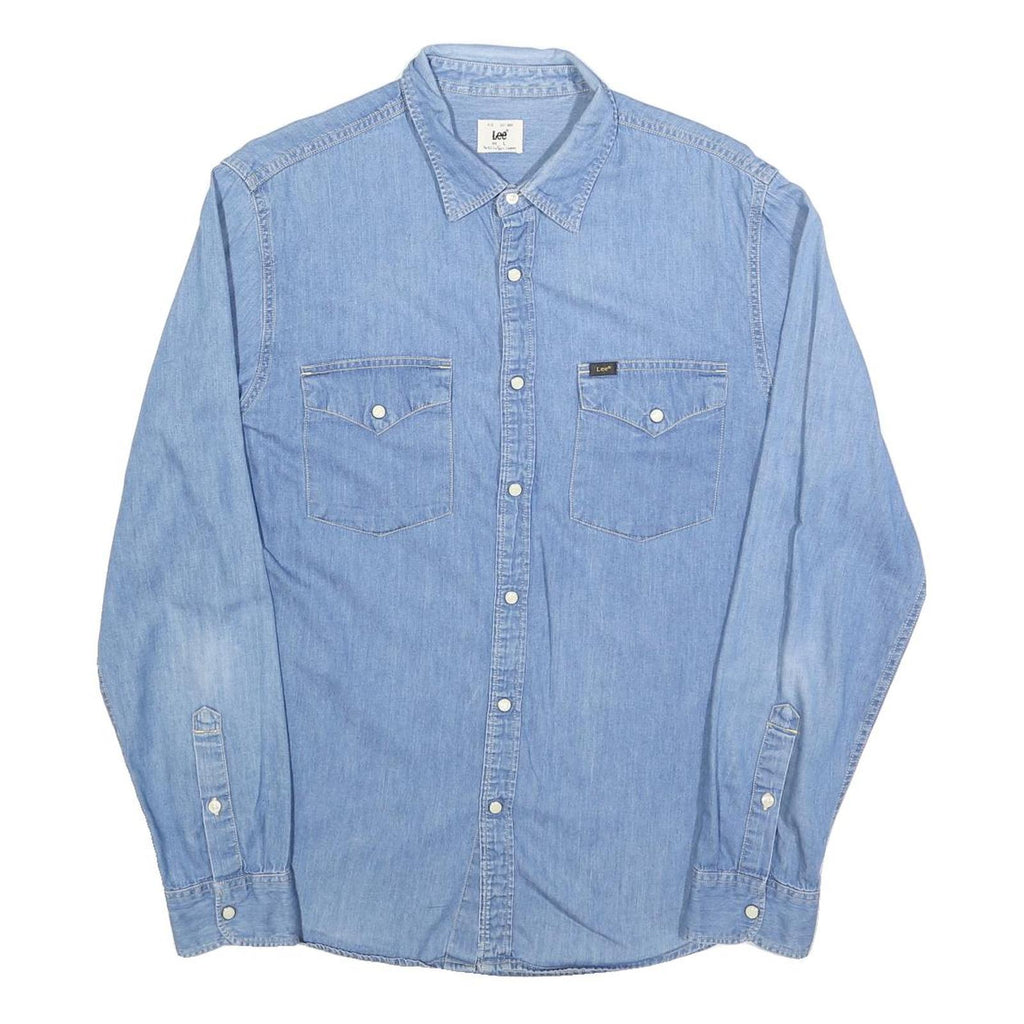LEE Womens Blue Denim Shirt L Cotton Long Sleeve Button Closure Casual