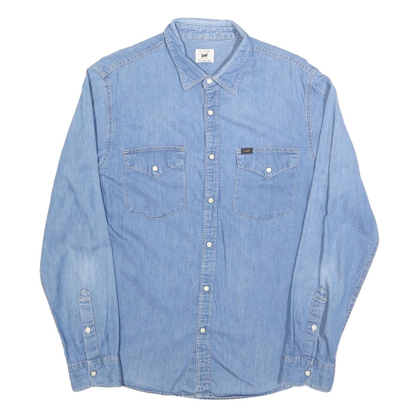 LEE Womens Blue Denim Shirt L Cotton Long Sleeve Button Closure Casual