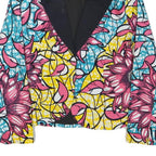 Womens Blue & Pink Floral Cotton Blend Button Jacket XS Printed Bright Casual