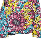 Womens Blue & Pink Floral Cotton Blend Button Jacket XS Printed Bright Casual