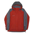 COLUMBIA Mens Red & Grey Outdoor Jacket L Polyester Blend Zip Hooded Casual