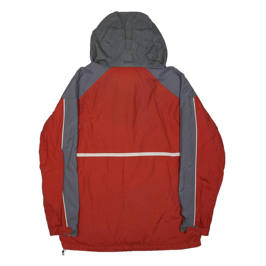 COLUMBIA Mens Red & Grey Outdoor Jacket L Polyester Blend Zip Hooded Casual