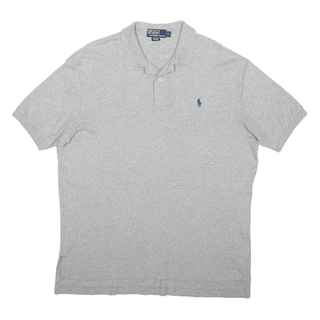 POLO RALPH LAUREN Mens Grey Short Sleeve Plain Cotton Blend Polo Shirt L