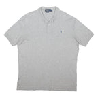 POLO RALPH LAUREN Mens Grey Short Sleeve Plain Cotton Blend Polo Shirt L