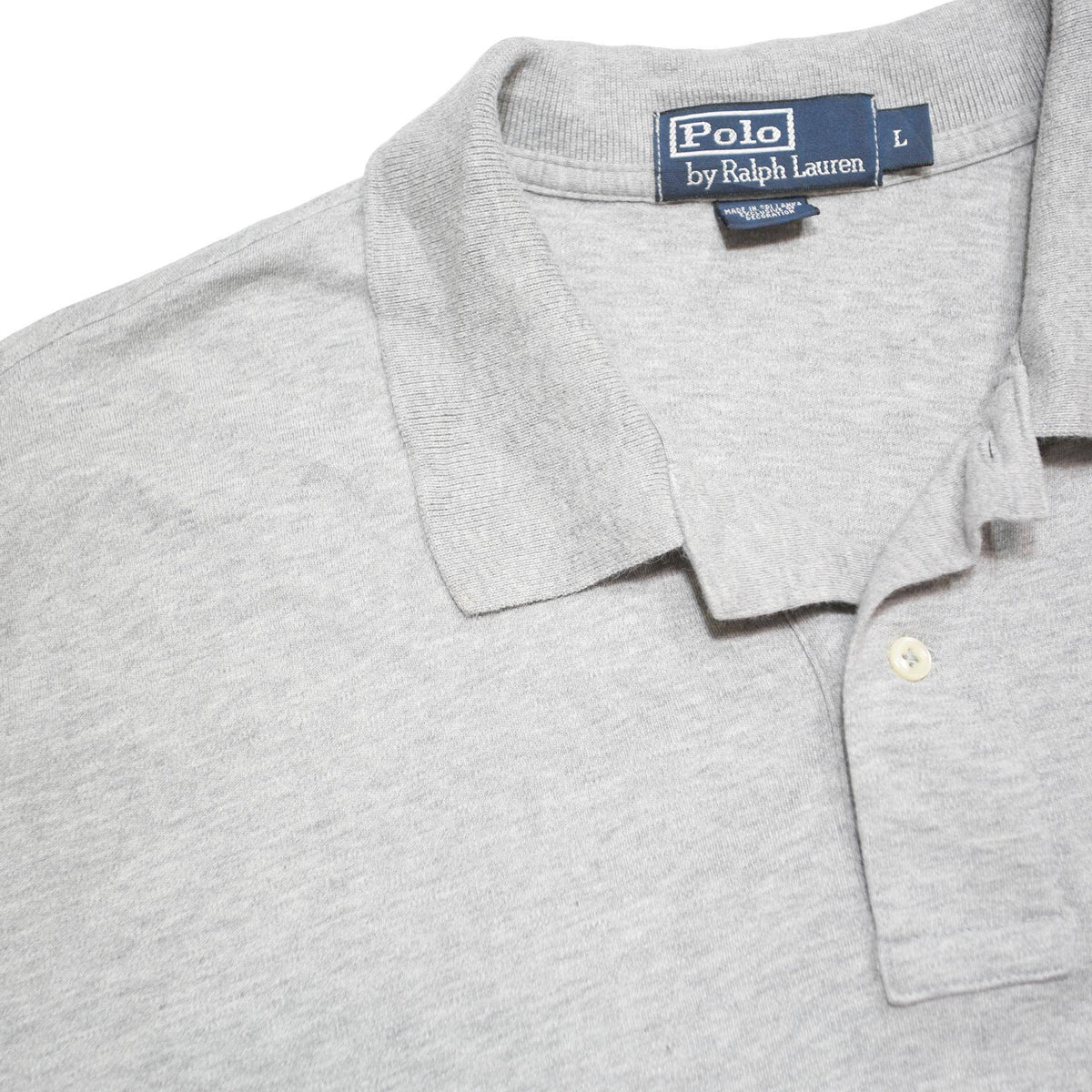POLO RALPH LAUREN Mens Grey Short Sleeve Plain Cotton Blend Polo Shirt L