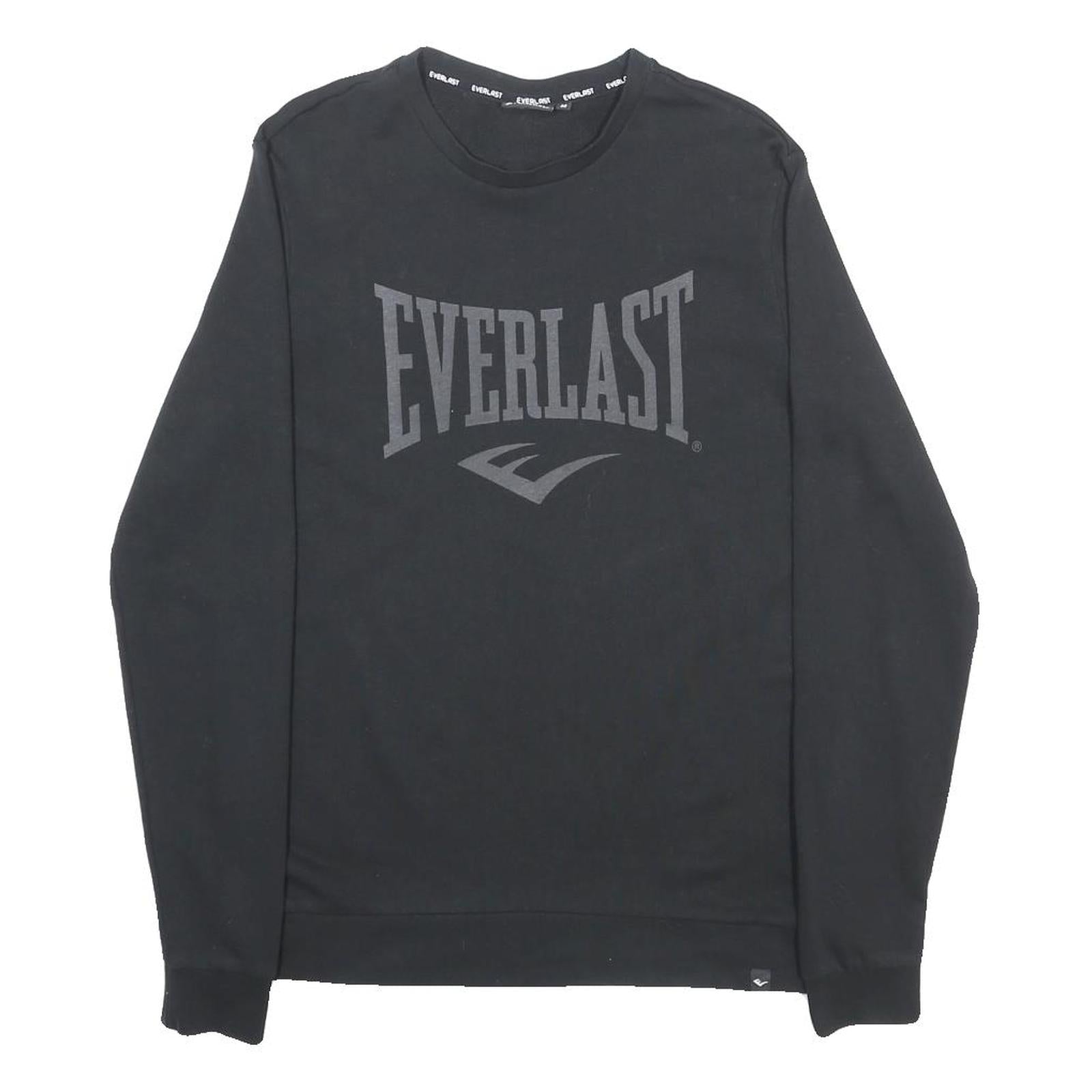 EVERLAST Mens Black Crew Neck M Logo Print Cotton Blend Sweatshirt