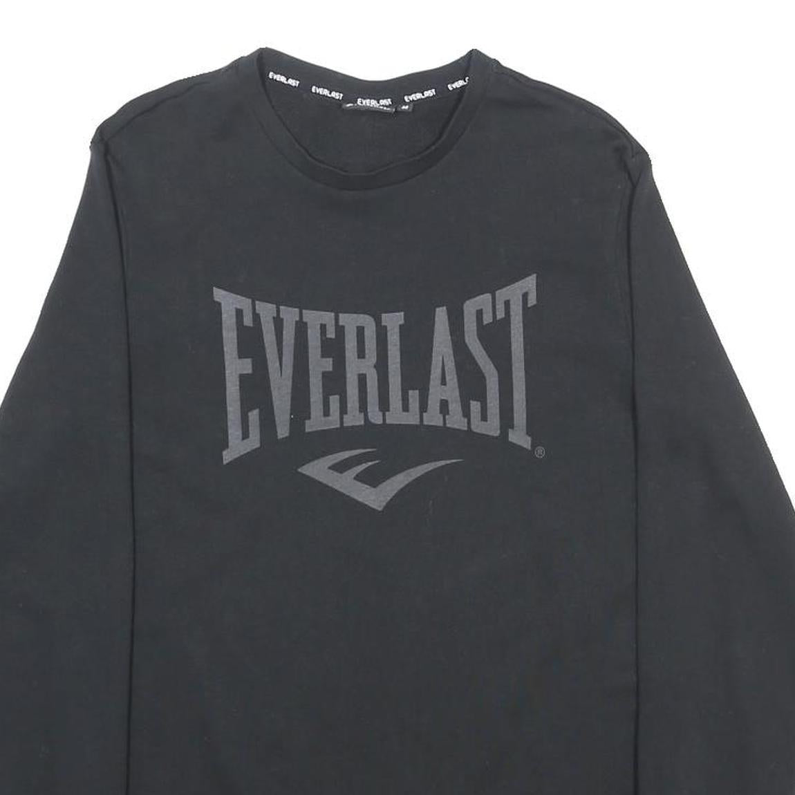 EVERLAST Mens Black Crew Neck M Logo Print Cotton Blend Sweatshirt