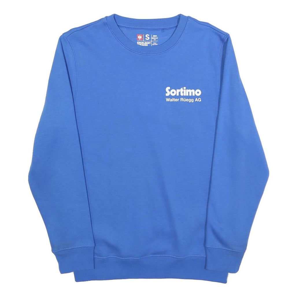 ENGELBERT STRAUSS Mens Blue Sweatshirt S Crew Neck Pullover Logo Comfort