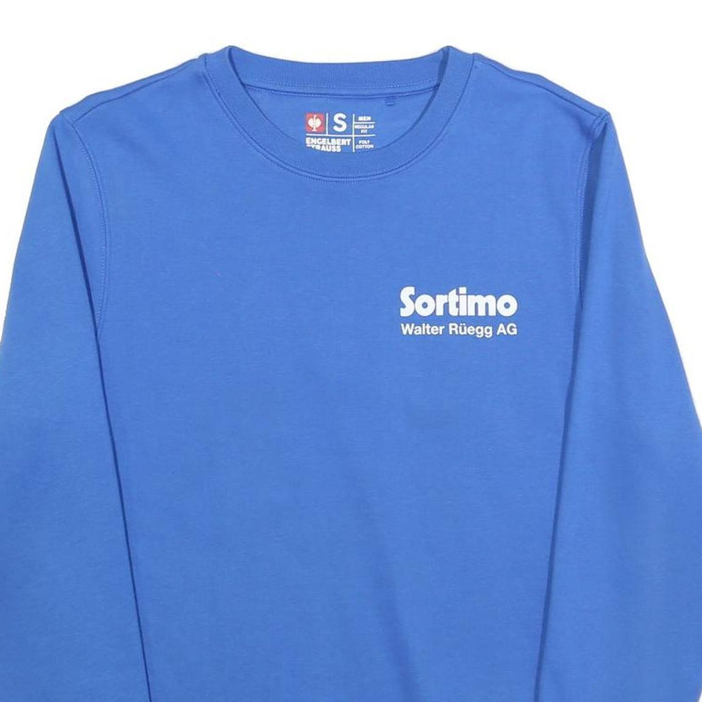 ENGELBERT STRAUSS Mens Blue Sweatshirt S Crew Neck Pullover Logo Comfort
