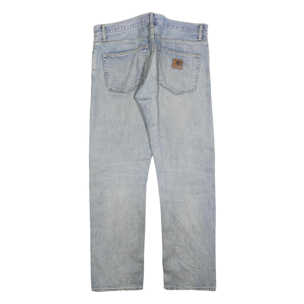 CARHARTT Mens Jeans Blue Regular Straight Denim Medium W37 L32 Zip Closure