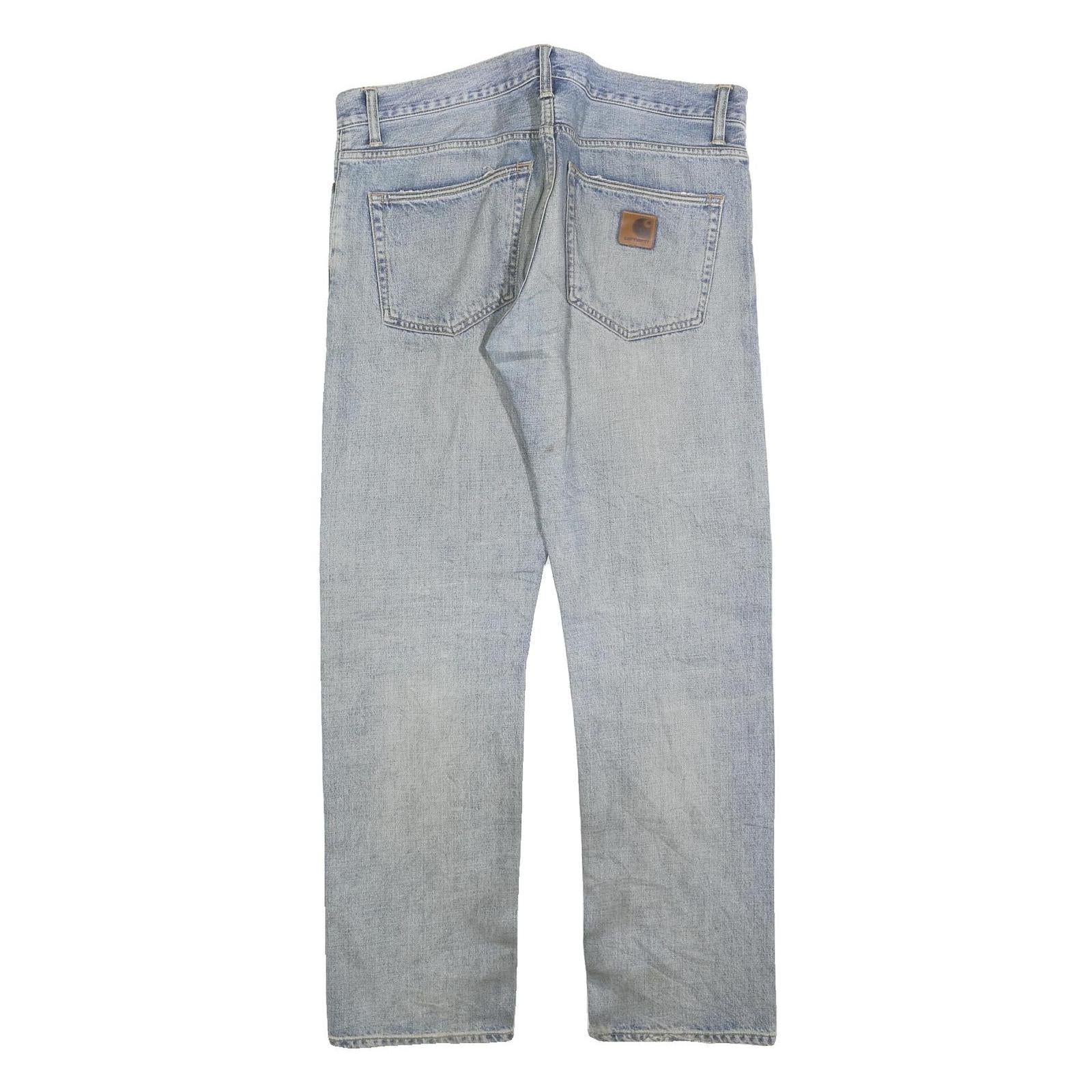 CARHARTT Mens Jeans Blue Regular Straight Denim Medium W37 L32 Zip Closure