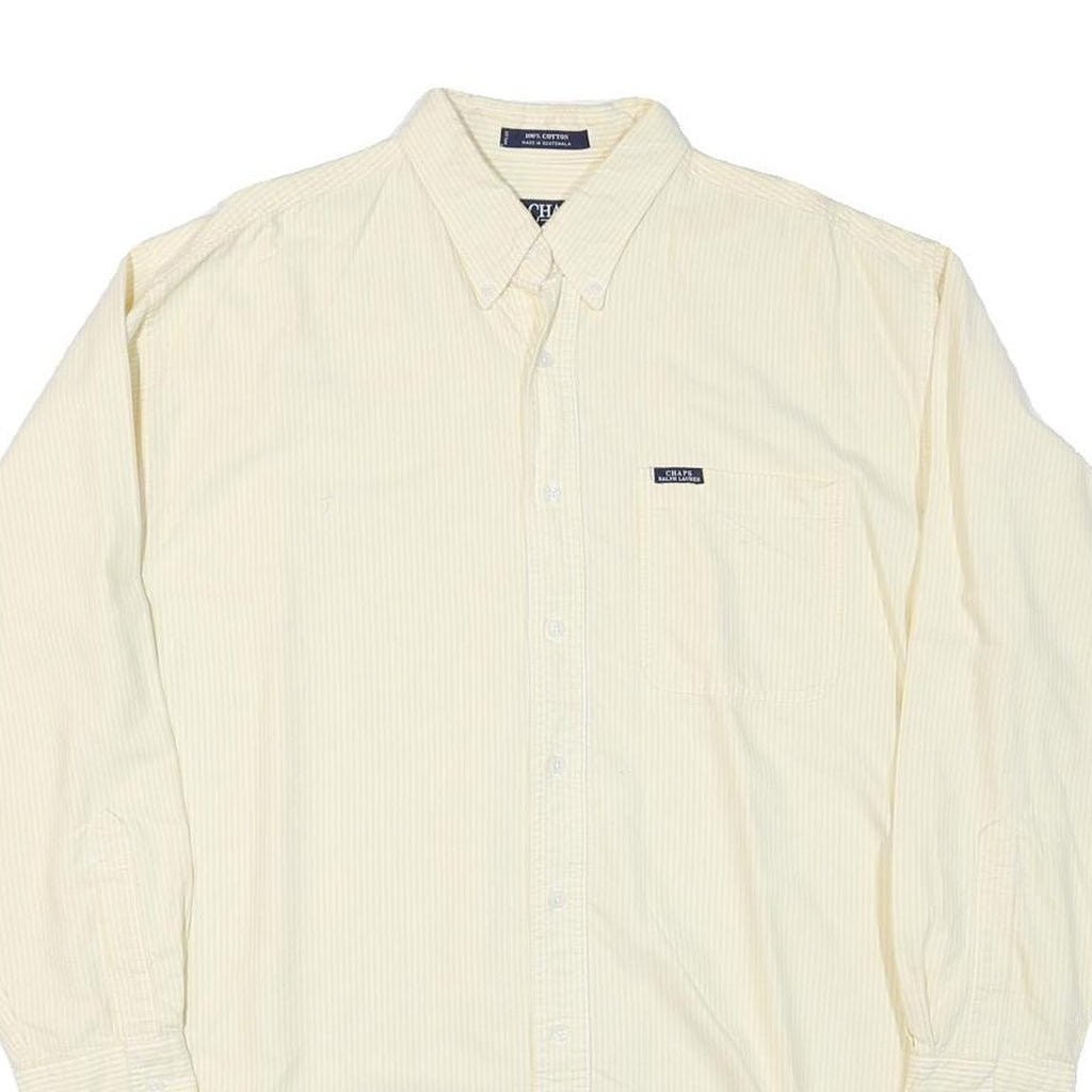 CHAPS RALPH LAUREN Mens Cream & Yellow Shirt L Button-Down Collar Cotton Blend