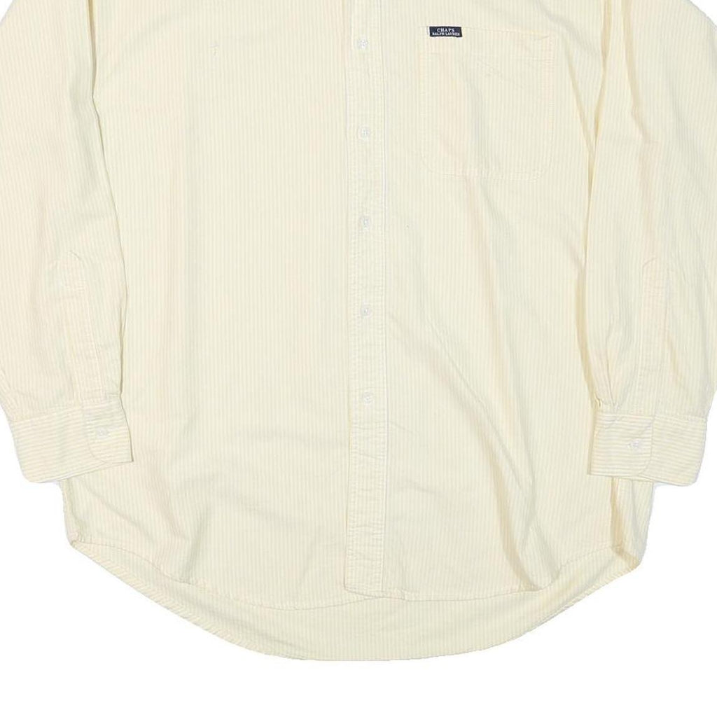 CHAPS RALPH LAUREN Mens Cream & Yellow Shirt L Button-Down Collar Cotton Blend