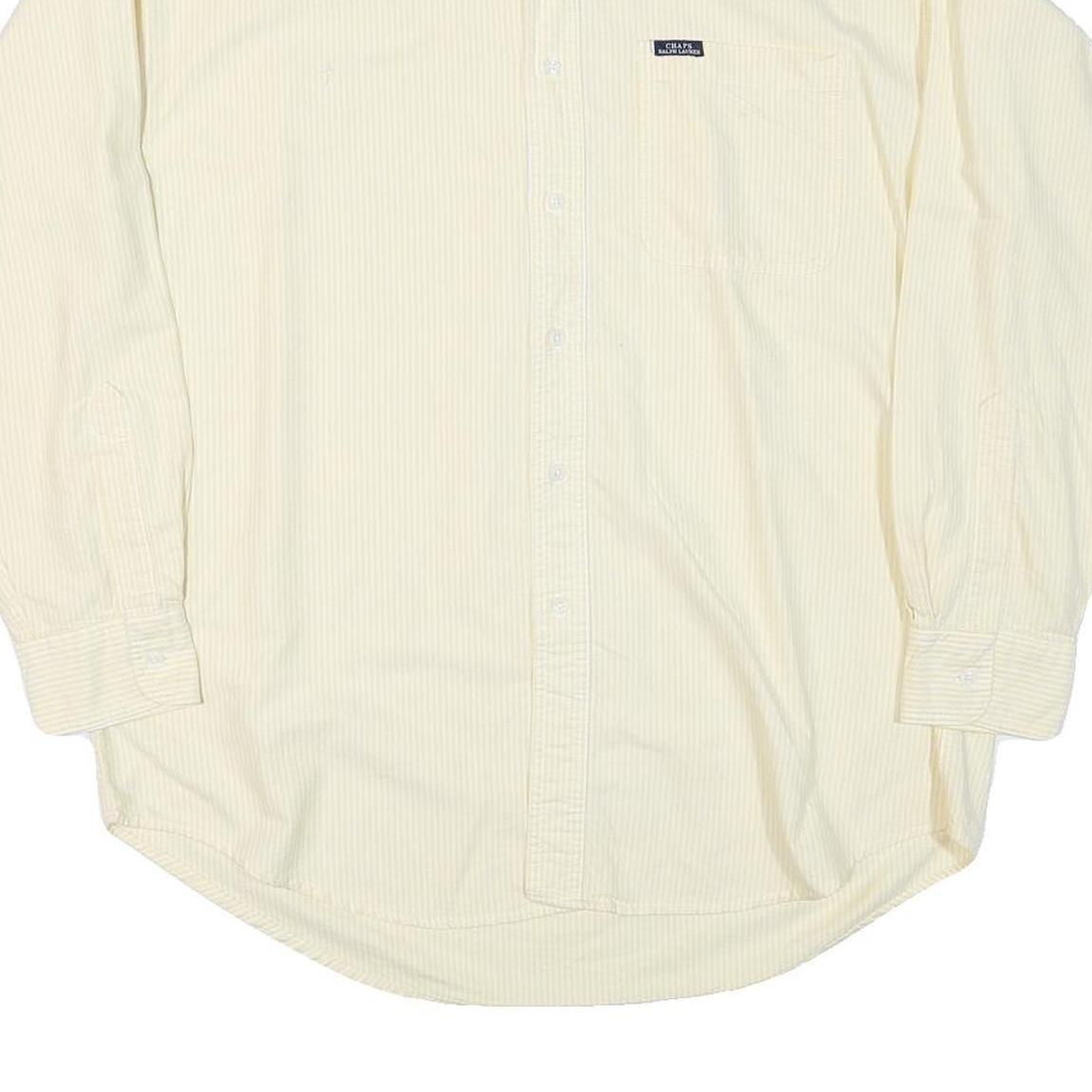 CHAPS RALPH LAUREN Mens Cream & Yellow Shirt L Button-Down Collar Cotton Blend