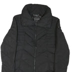 GUESS Womens Black Quilted Jacket L Polyester Blend Zip Warm Winter
