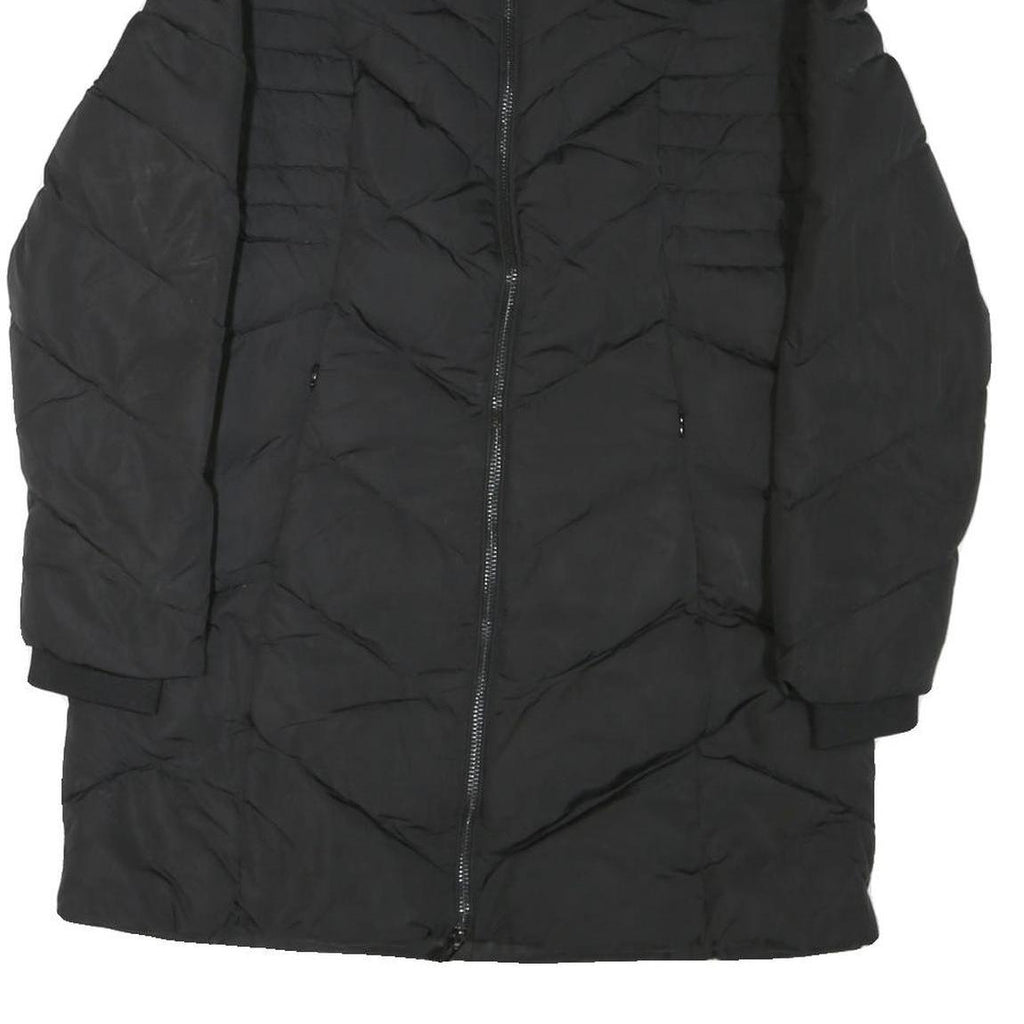 GUESS Womens Black Quilted Jacket L Polyester Blend Zip Warm Winter