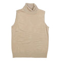 CABLE & GAUGE Womens Beige Plain Sleeveless Roll Neck Chunky Knit L Jumper
