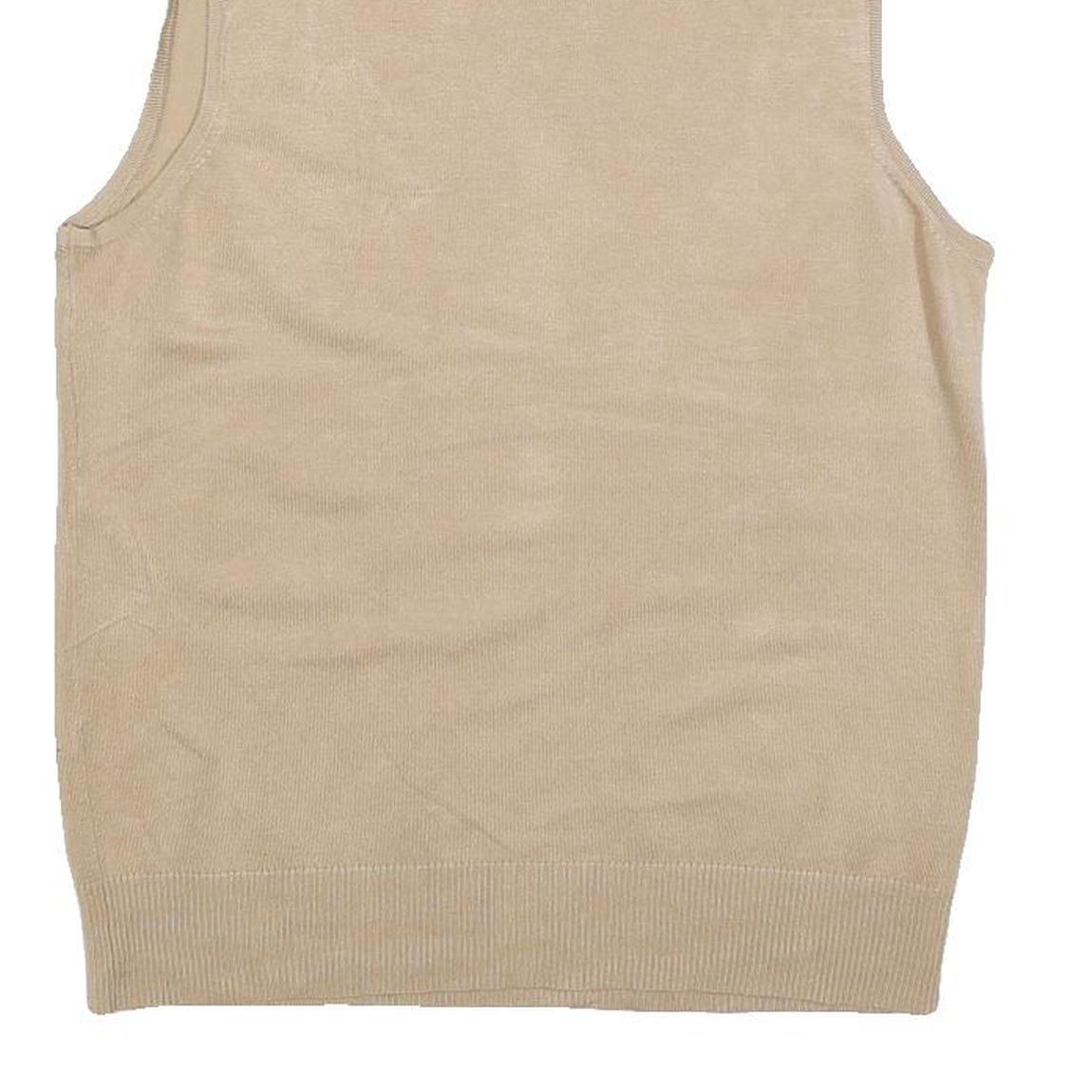 CABLE & GAUGE Womens Beige Plain Sleeveless Roll Neck Chunky Knit L Jumper