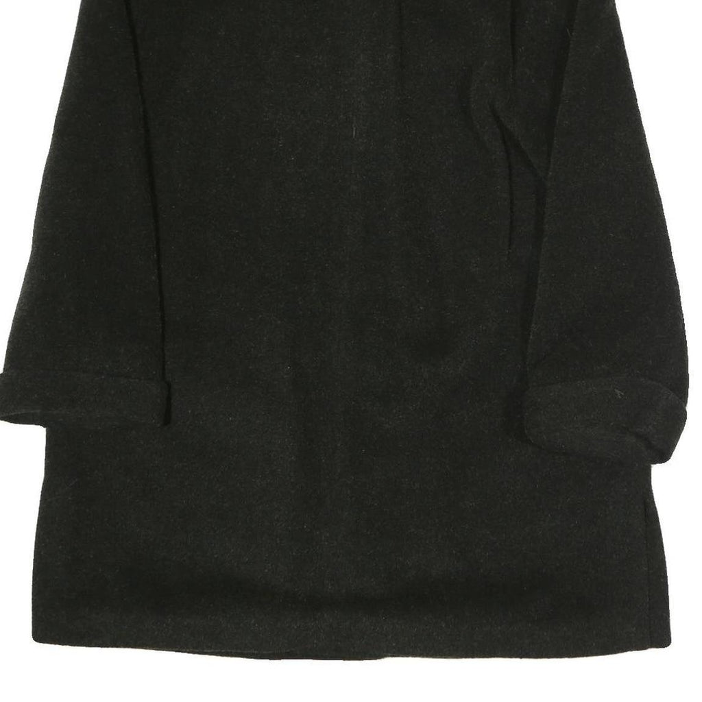 Womens Black Plain Jacket M Polyester Blend Button Closure Classic Fit