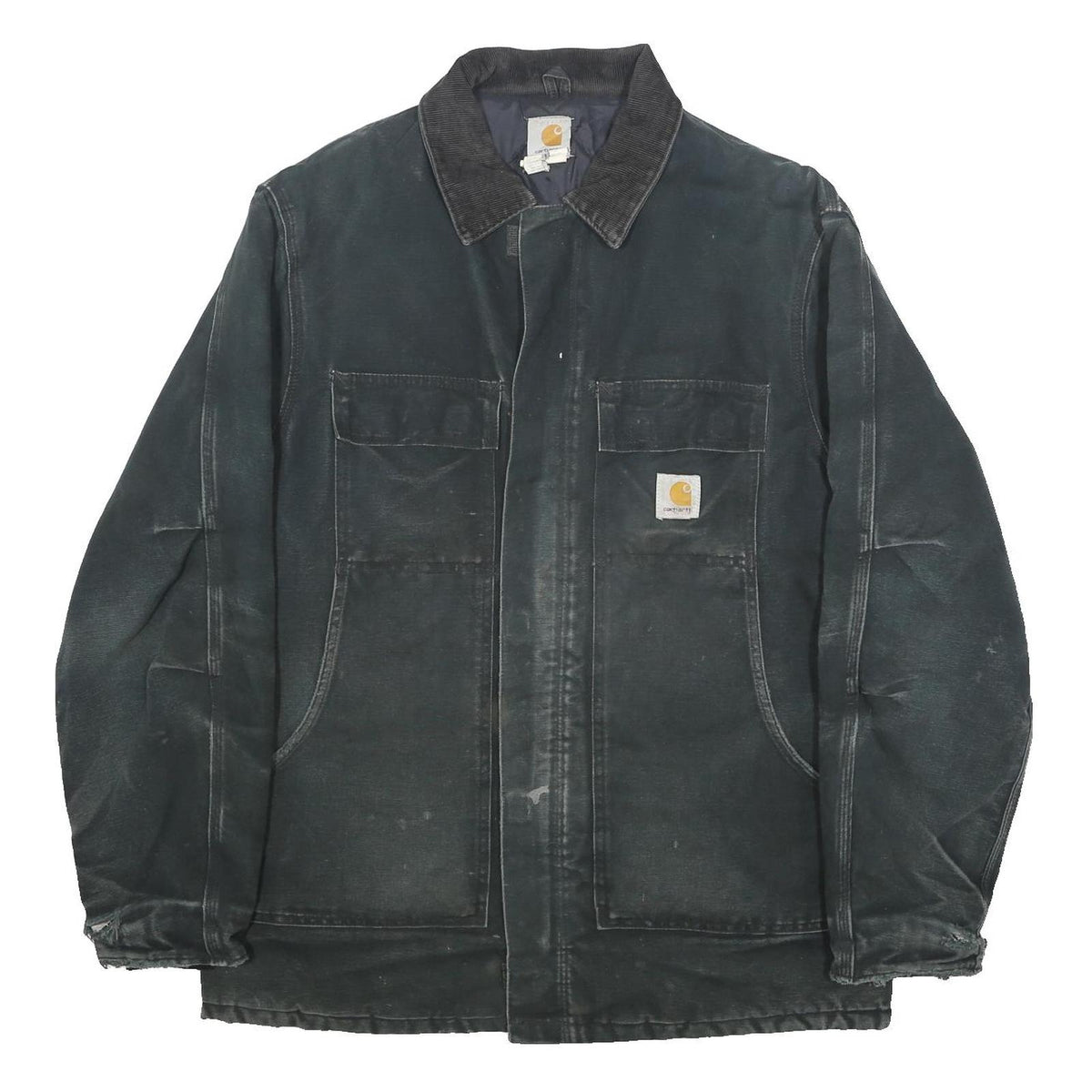 CARHARTT Mens Black Workwear Jacket XL Cotton Zip Plain Durable Heavyweight