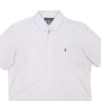 RALPH LAUREN Mens White & Pink Check Shirt M Classic Fit Button Down Summer