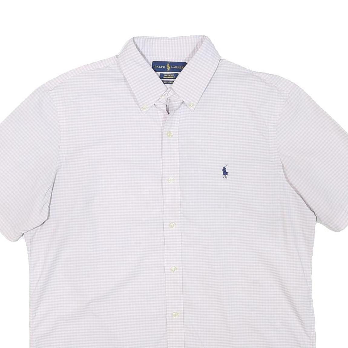 RALPH LAUREN Mens White & Pink Check Shirt M Classic Fit Button Down Summer