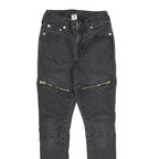 TRUE RELIGION Womens Slim Black Denim Rinse W22 L27 Zipper Detail Jeans