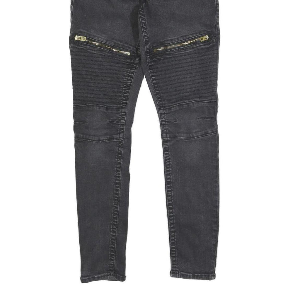 TRUE RELIGION Womens Slim Black Denim Rinse W22 L27 Zipper Detail Jeans