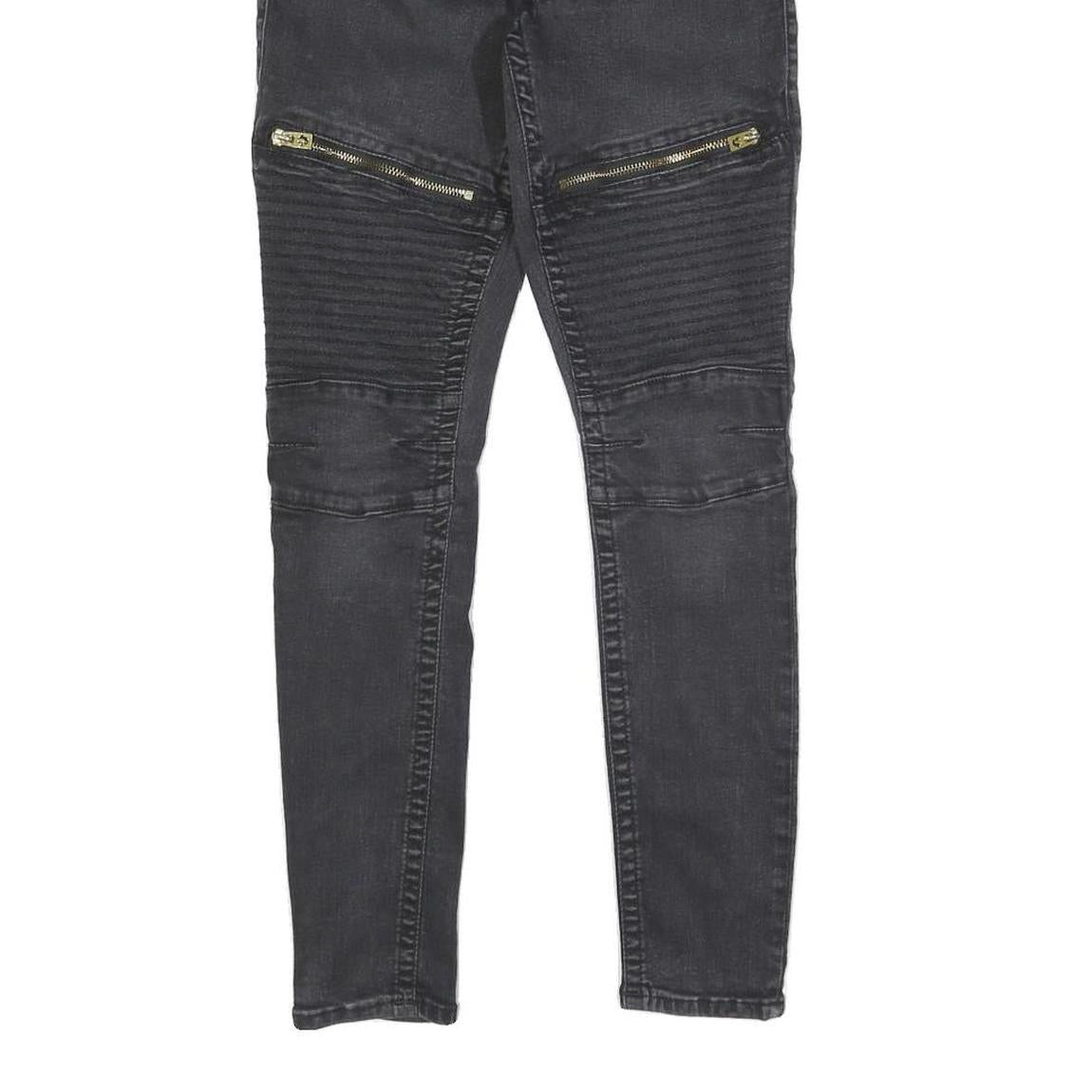 TRUE RELIGION Womens Slim Black Denim Rinse W22 L27 Zipper Detail Jeans