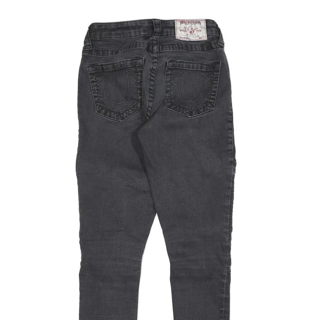 TRUE RELIGION Womens Slim Black Denim Rinse W22 L27 Zipper Detail Jeans