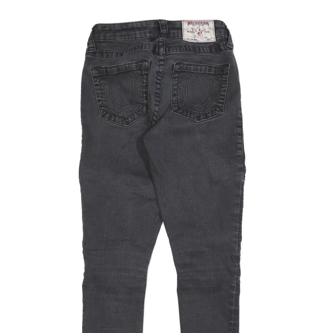 TRUE RELIGION Womens Slim Black Denim Rinse W22 L27 Zipper Detail Jeans