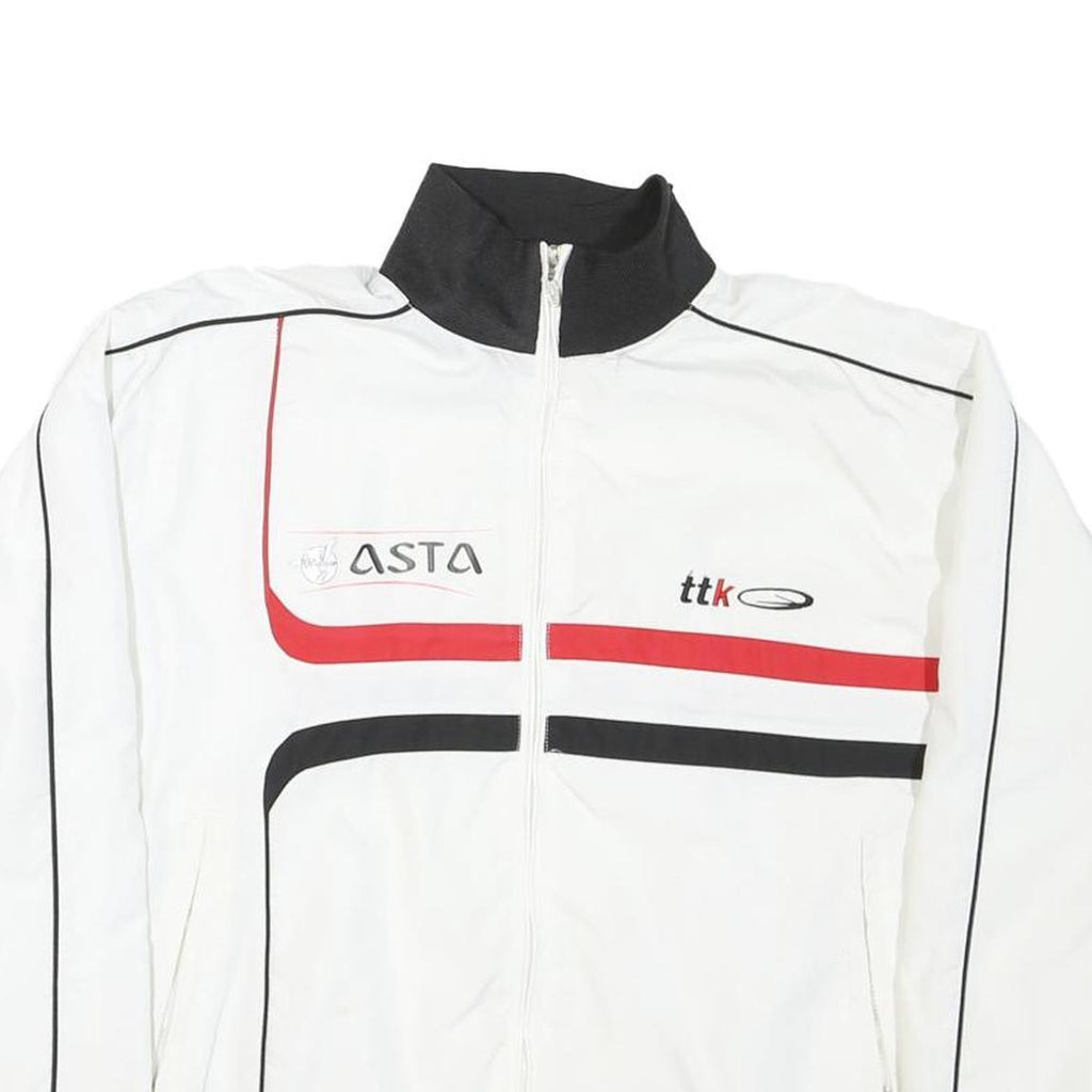 TTK Womens White & Black & Red Sports Track Jacket S Nylon Zip