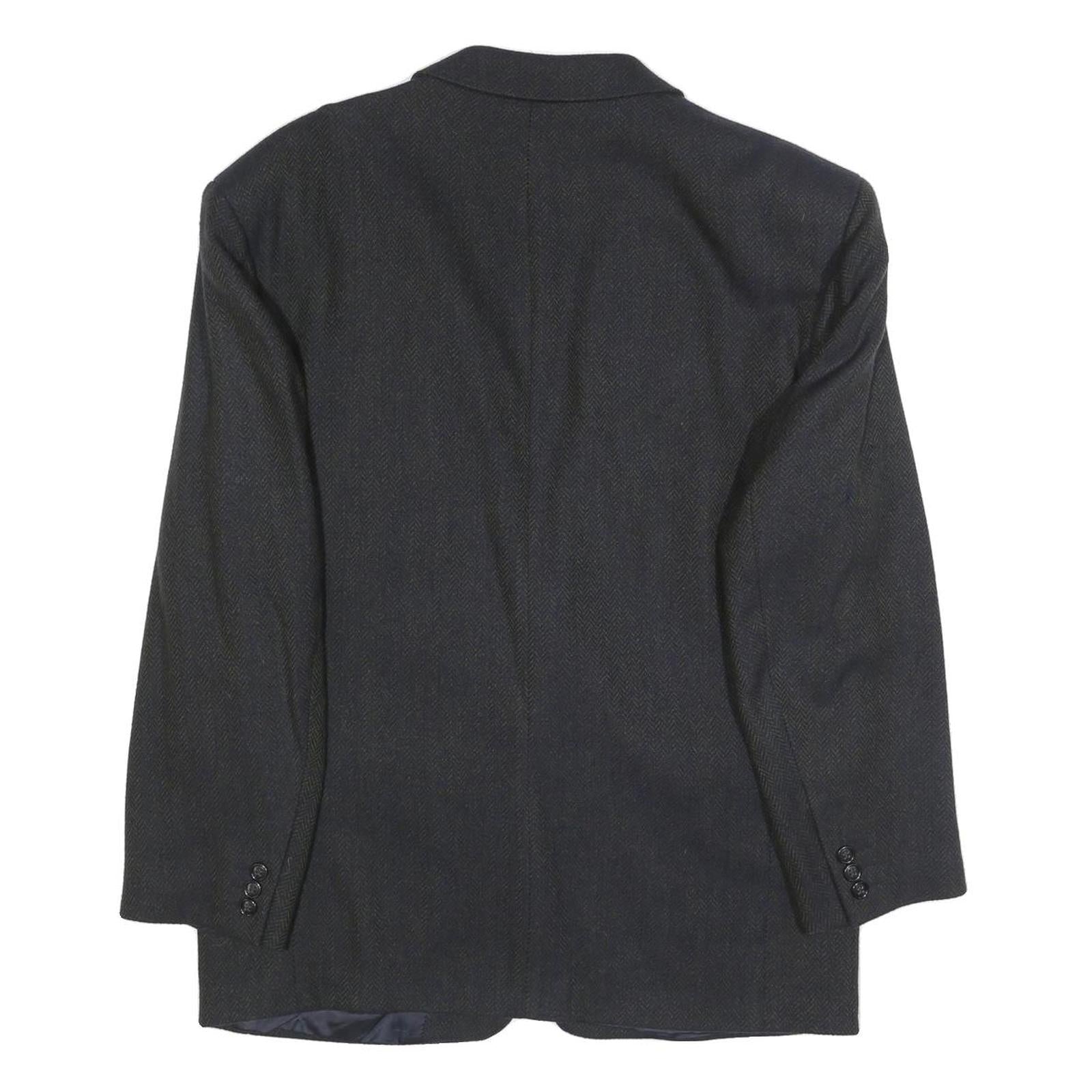 BOSS HUGO BOSS Mens Black Wool Herringbone Classic Tailored Jacket L