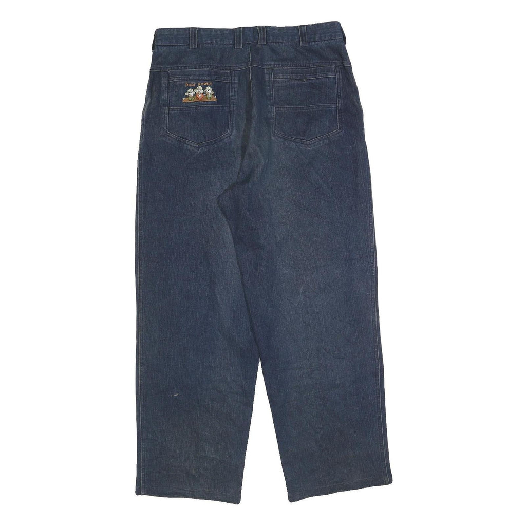 Mens Relaxed Blue Denim Cotton Blend Jeans W34 L32 Zip Pocket Design