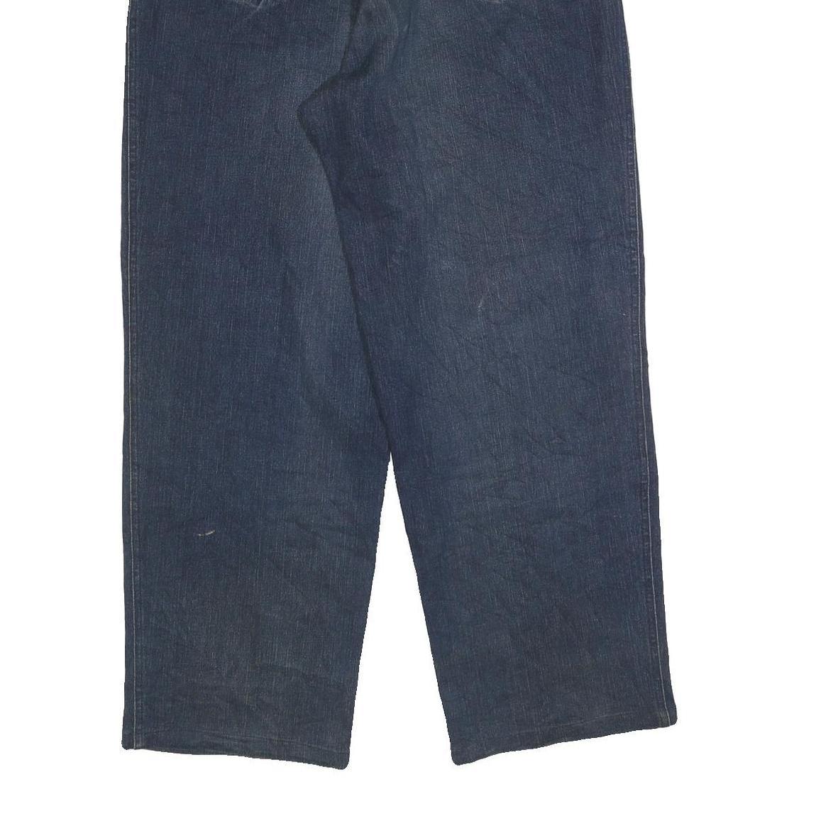 Mens Relaxed Blue Denim Cotton Blend Jeans W34 L32 Zip Pocket Design