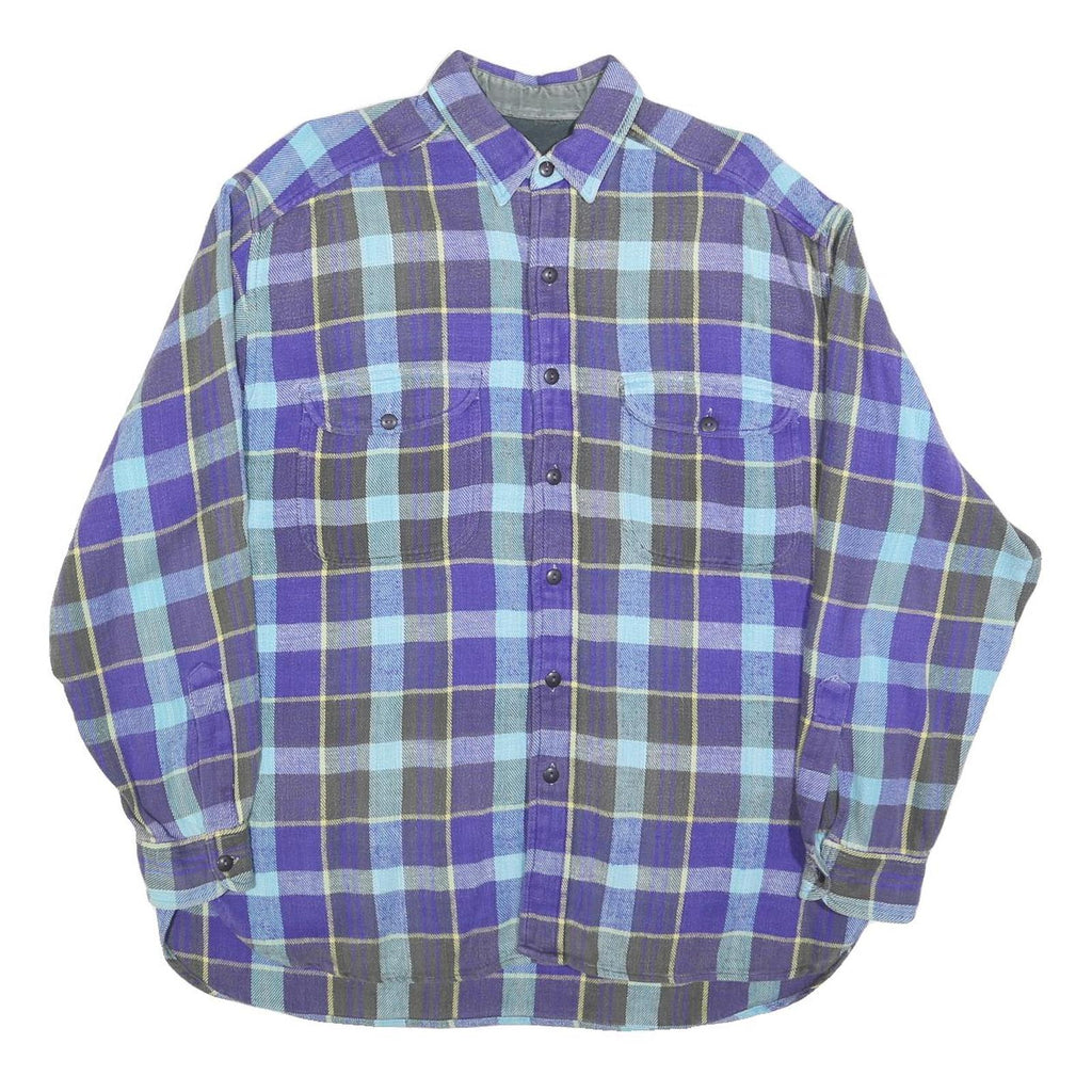 EAGLE Mens Blue Plaid Shirt L Cotton Blend Long Sleeve Casual Button Pocket