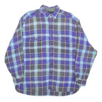 EAGLE Mens Blue Plaid Shirt L Cotton Blend Long Sleeve Casual Button Pocket