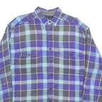 EAGLE Mens Blue Plaid Shirt L Cotton Blend Long Sleeve Casual Button Pocket