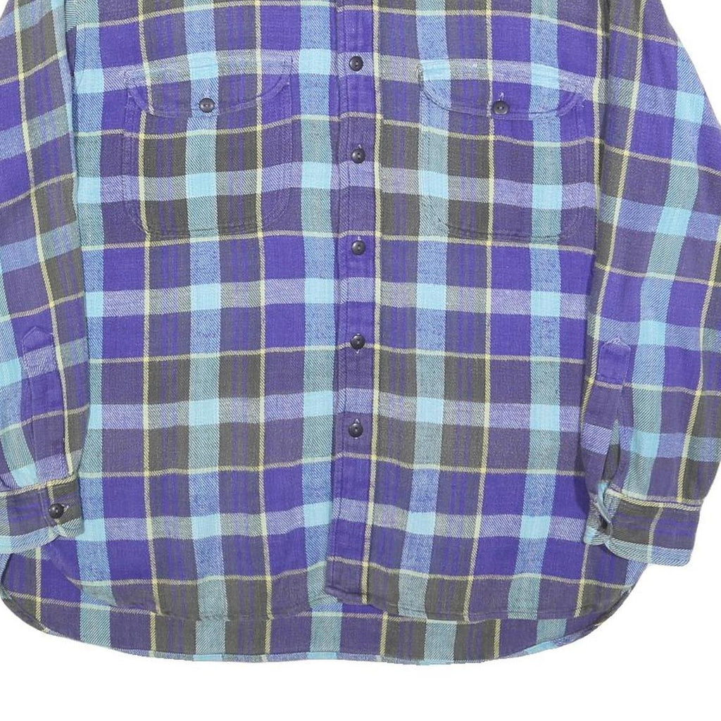 EAGLE Mens Blue Plaid Shirt L Cotton Blend Long Sleeve Casual Button Pocket