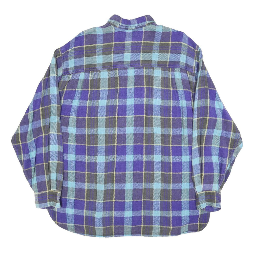EAGLE Mens Blue Plaid Shirt L Cotton Blend Long Sleeve Casual Button Pocket