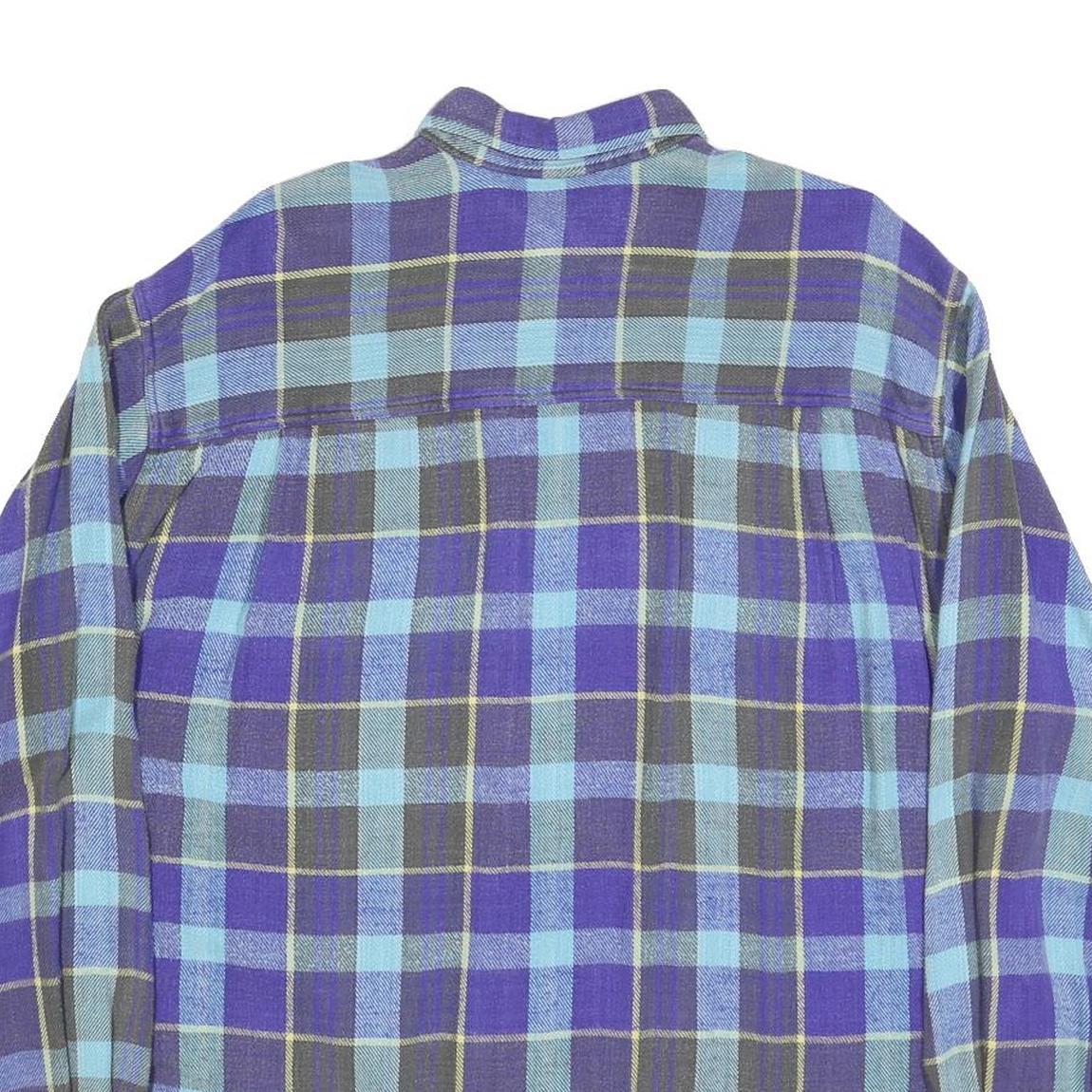 EAGLE Mens Blue Plaid Shirt L Cotton Blend Long Sleeve Casual Button Pocket