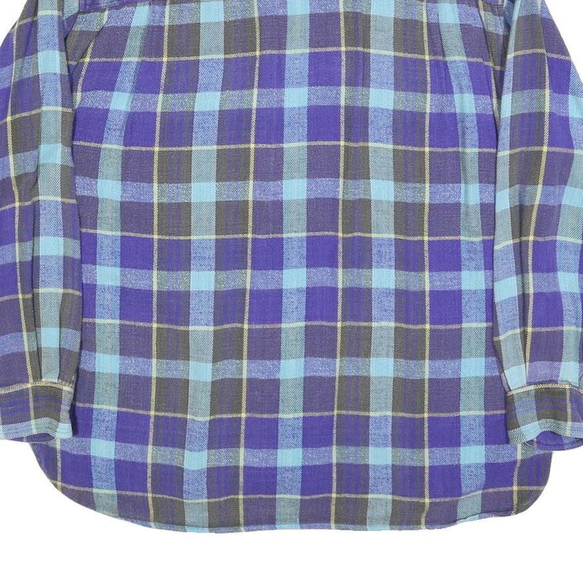 EAGLE Mens Blue Plaid Shirt L Cotton Blend Long Sleeve Casual Button Pocket