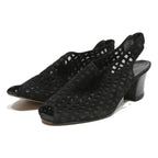 MARIPE Womens Slingback Peep Toe Black Synthetic UK 4.5 Elegant Summer Heel