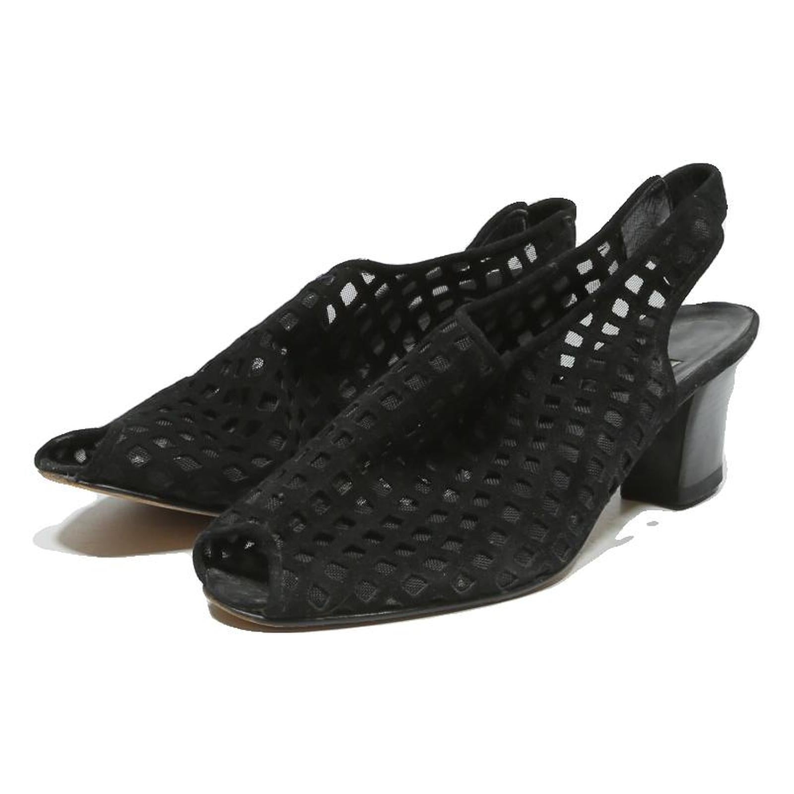 MARIPE Womens Slingback Peep Toe Black Synthetic UK 4.5 Elegant Summer Heel